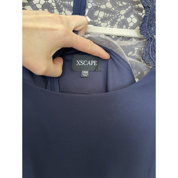 Women's Navy Blue Long Mermaid Cap Sleeve Chiffon Maxi Formal Wedding Dress 14 - Picture 5 of 12